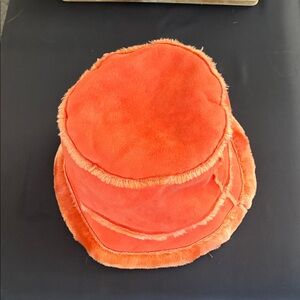 Orange Fuzzy Bucket Hat